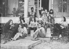 Bonnie Raitt and band - lunch on Enchanted Island on Lake Minnetonka - August 1971