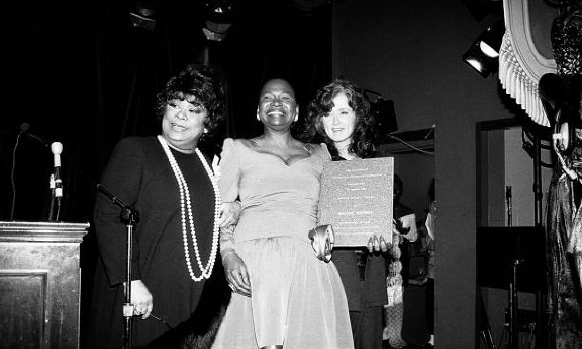Singers Ruth Brown (Ruth Alston Brown), Maxine Brown (Maxine Ella Brown) and Bonnie Raitt (Bonnie Lynn Raitt) poses for photos during the 1990-91 R&B Foundation Pioneer Awards at Tatou in New York, NY on February 21, 1991